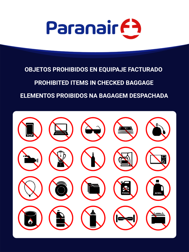 Objetos prohibidos en equipaje de mano en aviones USA